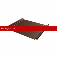 Фальцевая кровля Grand Line (Гранд Лайн) Кликфальц Pro Gofr 0,5 Satin с пленкой на замках (RAL 8017) 1 кв.м.