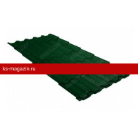 Металлочерепица Grand Line (Гранд Лайн) квинта плюс c 3D резом 0,5 Satin RAL 6005 /1 кв.м./