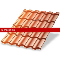 Металлочерепица МеталлПрофиль Монтекристо-S (AGNETA-20-Copper\Copper-0.5) /1 кв.м./