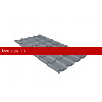 Металлочерепица Grand Line (Гранд Лайн) камея 0,5 Satin RAL 9006 /1 кв.м./