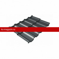 Металлочерепица модульная квинта Uno Grand Line c 3D резом 0,5 Satin Matt TX RAL 7024 мокрый асфальт