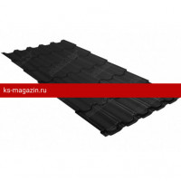 Металлочерепица Grand Line (Гранд Лайн) квинта плюс 0,5 GreenCoat Pural Matt RAL 9005 /1 кв.м./