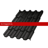 Металлочерепица МеталлПрофиль Монтерроса-S (VALORI-20-DarkGrey-0.5) /1 кв.м./