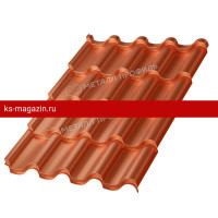 Металлочерепица МеталлПрофиль Монтерроса-M (AGNETA-20-Copper\Copper-0.5) /1 кв.м./
