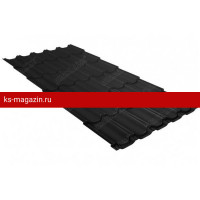 Металлочерепица Grand Line (Гранд Лайн) квинта плюс c 3D резом 0,5 Drap RAL 9005 /1 кв.м./
