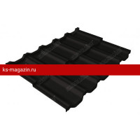 Металлочерепица Grand Line (Гранд Лайн) квинта Uno c 3D резом 0,5 Satin RAL 9005 /1 кв.м./